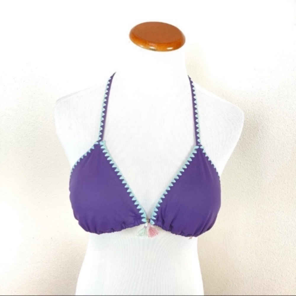 Victoria’s Secret VS Bikini Top Triangle Purple Tassel Women’s Sz‎ Large